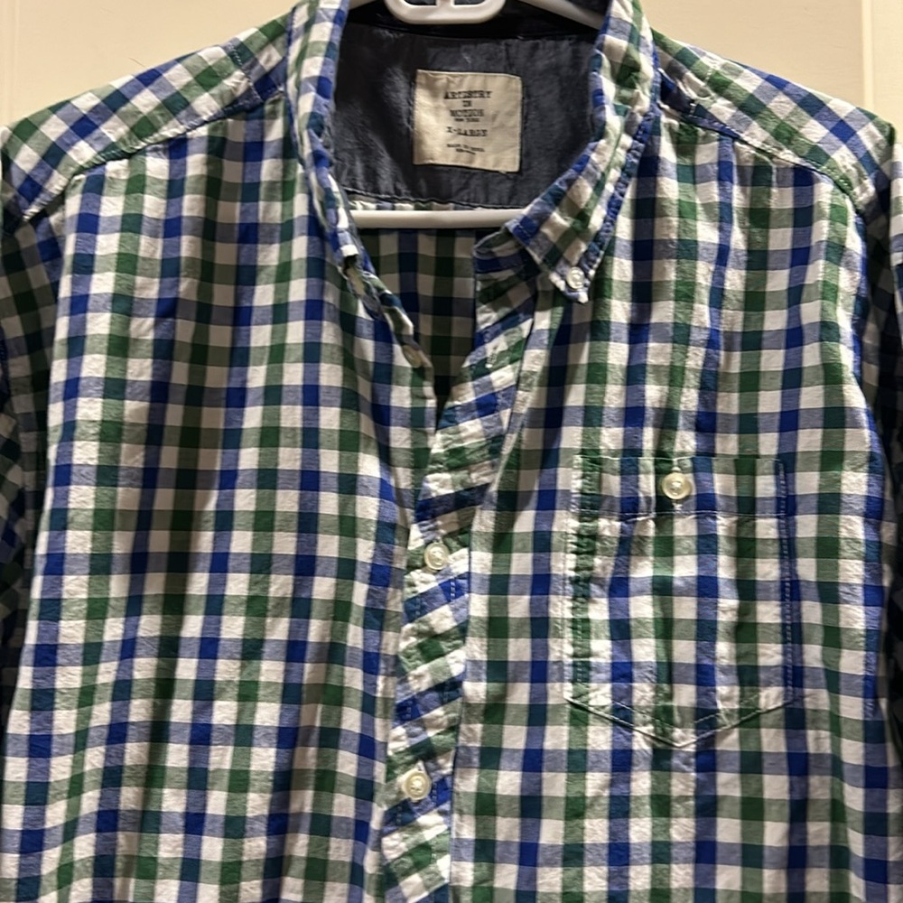 Artistry In Motion mens button down checkered gingham long sleeve shirt size XL
